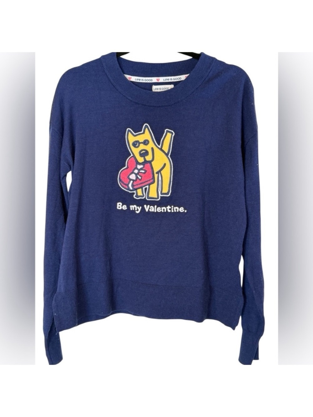 Life is Good Women's Navy 'Be My Valentine' Graphic Sweater!  NWOT!